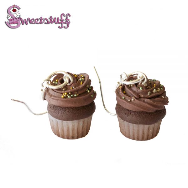 chocolade cupcake oorbellen