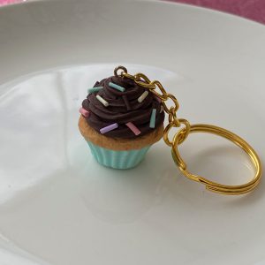 Mint cupcake sleutelhanger