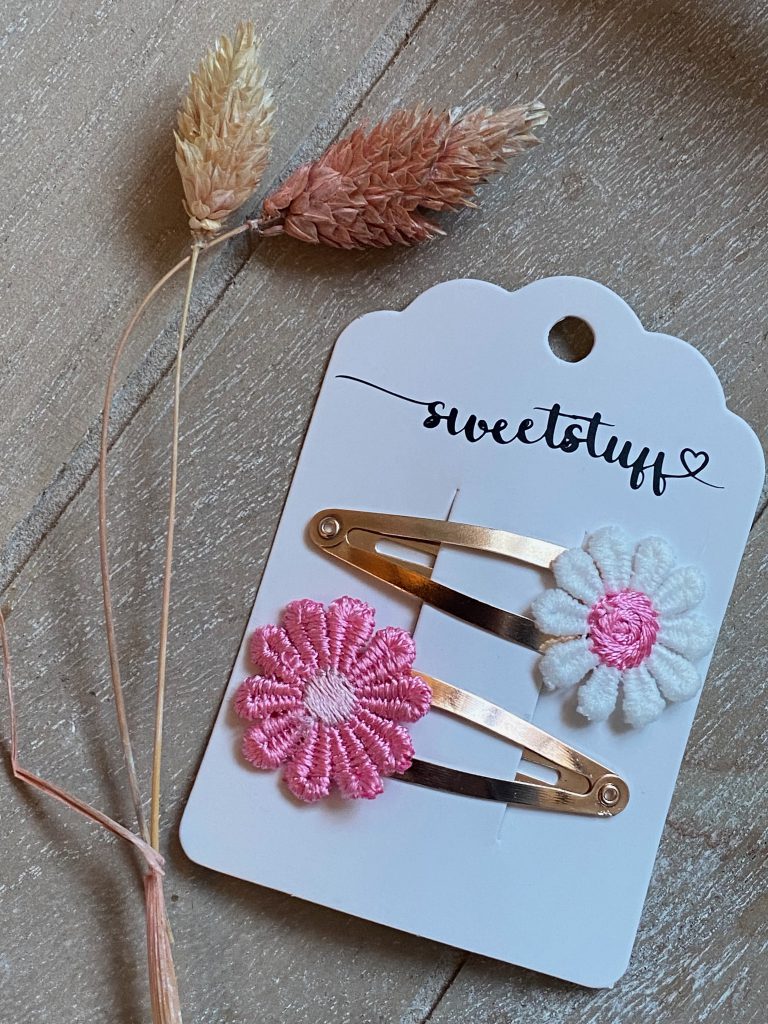 setje van 2 bloemen klik klak haarspeldjes